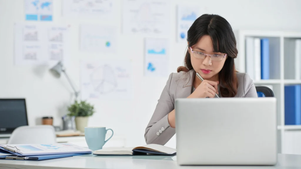 woman working at a computer